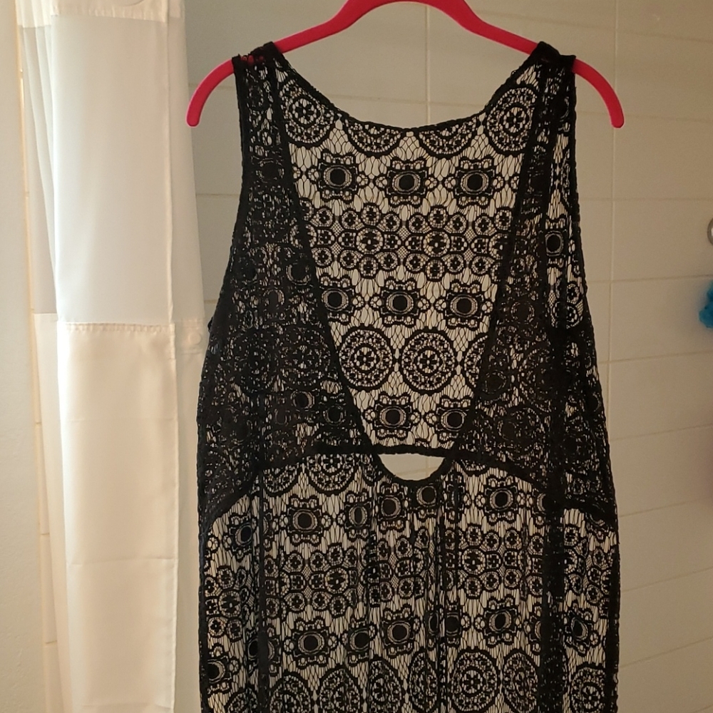 Blackmilk Black Crochet Lace Tunic